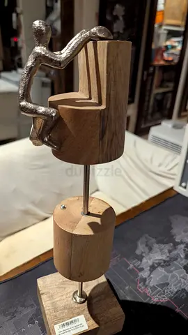 Wooden and Silver Climbing Man Decorative Sculpture