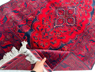 105 x 152 cm - New Handmade Belgic High Knot Wool Afghan Carpet