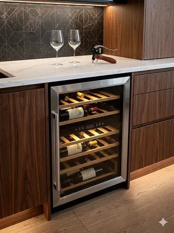 Hoover HWC 2335 DL wine cooler Freestanding 33 bottle dual temperature wooden shelves