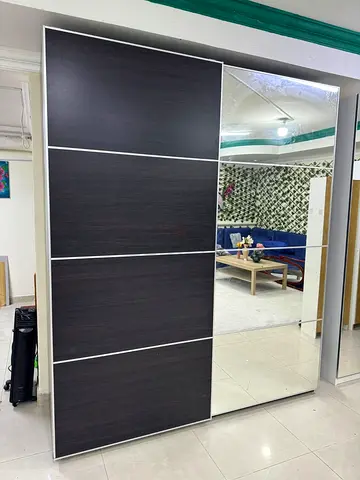 My Large Mirrored Sliding Wardrobe – Dark Wood Finish