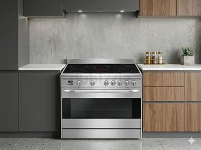 Smeg 5 HOBS Ceramic Hobs Electric Cooker, black glass, 5 shelves, 125 L, Model SX91VLCSA9, Class A