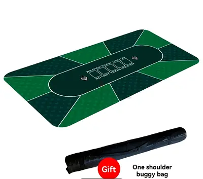 Portable Green Poker Table Felt Mat 180/90 cm with Shoulder Carry Bag