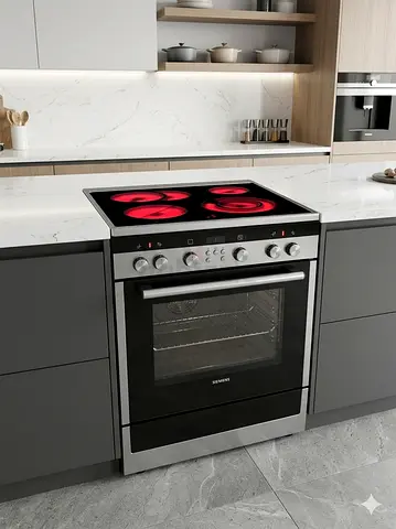 Siemens latest model electric ceramic stove 4 hobs oven fan cooking range 60x60 cooker by Loo