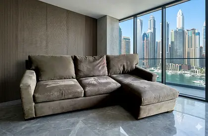 Crate and Barrel axis feather filled sectional sofa