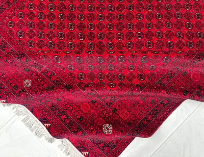 3x2m Handmade Wool Bokhara Red Afghan Carpet