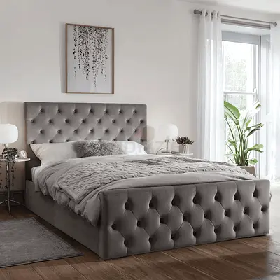 Brand new Grey Tufted Upholstered Bed