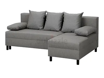 3 seat sofa bed couch IKEA ANGSTA, with chaise longue grey, 5 pillows
