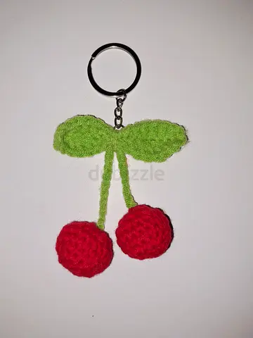 Crochet Handmade Twin Cherry Keychain
