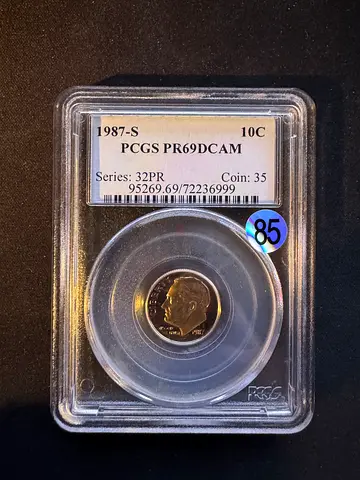 1987-S Roosevelt Proof Dime PCGS PR69