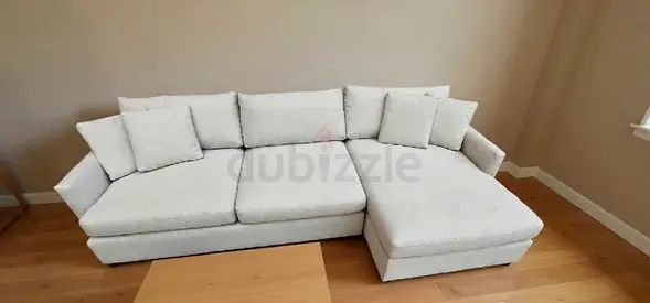 Excellent condition cratebarrel lounge deep lshape sofa beige
