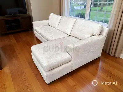 Beige Cratebarrel L shape sofa