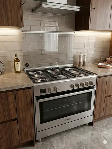 Bosch MODEL HSB738357M 90x60 Cm Dual Fuel Range Cooker with Gas and Cast Iron Pan Support, Series 8,