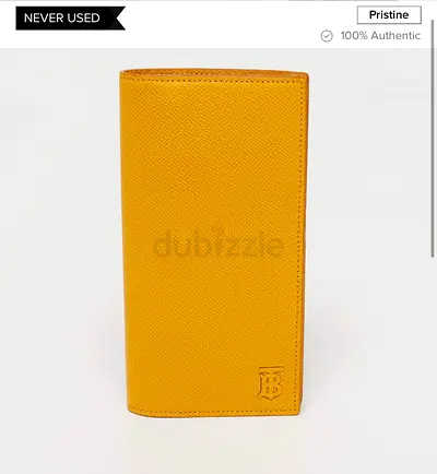 Burberry TB yellow leather long wallet - never used