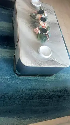 Blue abstract/modern area rug - gently used