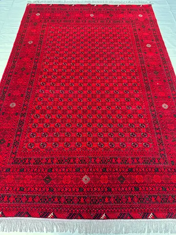3x2m Handmade Wool Bokhara Red Afghan Carpet