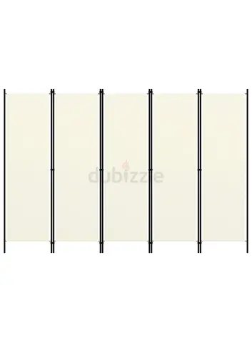 5-Panel Room Divider Cream White 250x180 Cm