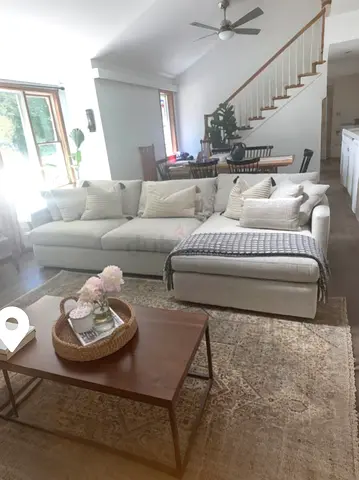 Crategbarrel L Shape Sofa Beige Good condition