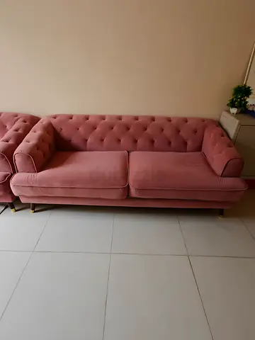 Stylish Pink Velvet Sofa