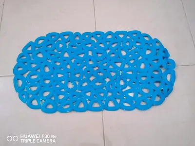 Bath Shower Mat, Non Slip, Rubber, Light Blue