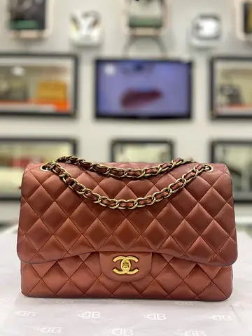Chanel Metallic Copper Quilted Leather Jumbo Double Flap Bag (Authentic/PreOwned)