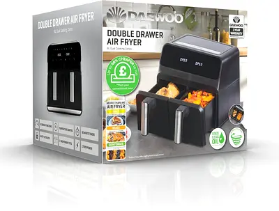 Daewoo Digital Double Draw Air Fryer, Large 8 Litre Capacity ( Fix Price)