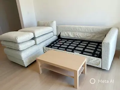 Gunnared beige ikea vimle L shape sofa bed with mattress