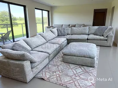 Modular pan home pianca feathers filled sofa with footstool