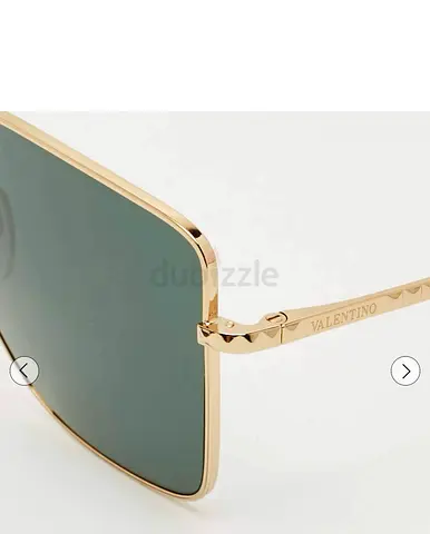 Gold square-frame sunglasses with green lenses