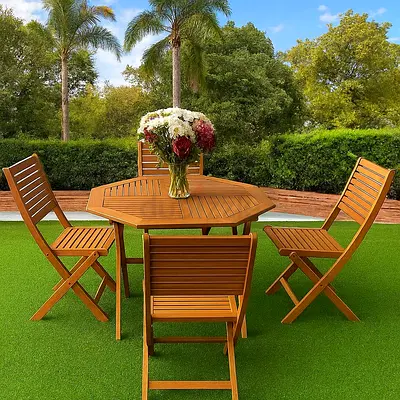 Garden furniture set: 1 x table and 4 x chairs with cushions
