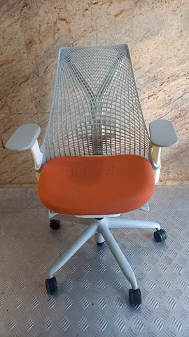 For Sale Ergonomic Sayl Chair with Mesh Back and Orange Seat Fully Loaded