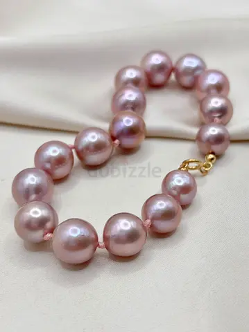 Natural Pink Purple Freshwater Pearl Bracelet in 18K