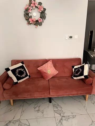 Beautiful peach sofa bed from pan