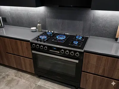 Bosch Series 8, Full Gas with fab  Cooking Range, 90x60 CM, 5 Burners HJY5G7V60M