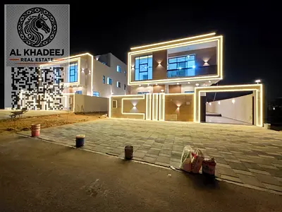 Luxury villa for sale in Al Bahia, with no registration fees. Prime location on a railway line and close to the promenade, near all services.