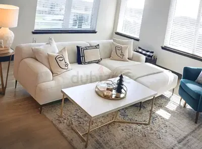 The Loom Collection L Shape Sofa Beige Good Condition