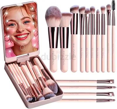 Makeup Brush Set with Mirror