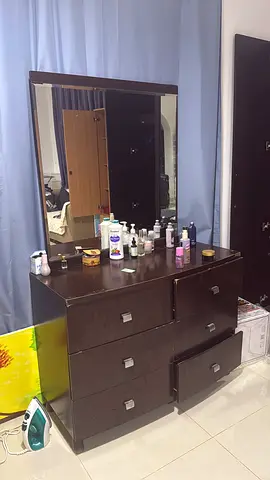 Wooden Dresser with Mirror and Drawers