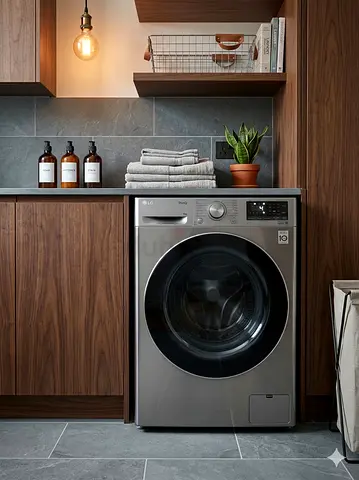 LG Smart ThinQ 1400 RPM Front Load Washing Machine, 11 kg Capacity, Platinum Silver by HASI