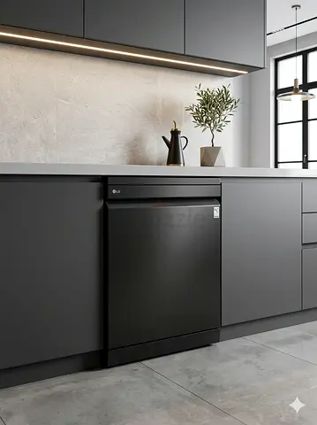 LG 3 rack dishwasher 14 place settings QuadWash Steam Dishwasher 9.5L, model DFB325HM, Matte Black