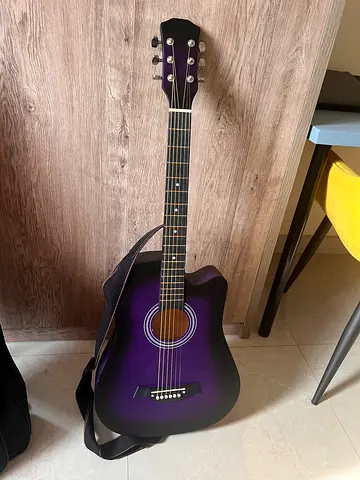 Purple Acoustic Guitar with Strap