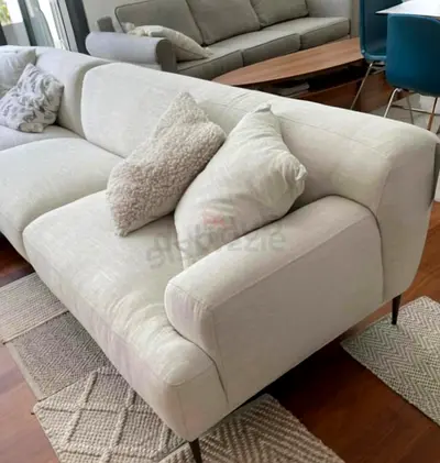 The Loom Collection L Shape Sofa Beige Excellent Condition