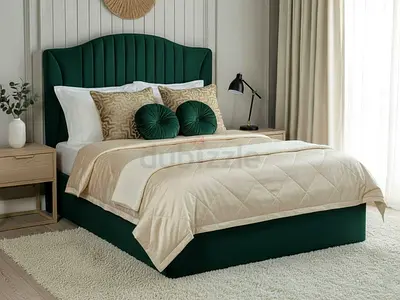 Stylish Green Bed with Elegant Headboard Brand new Queen size bed storage Queen bed frame