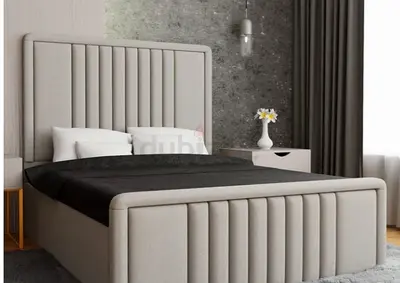 Elegant Grey Upholstered king  Bed with Modern Design