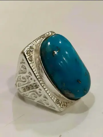 Natural Irani Feroza big size stones availabl. Vintage Turquoise Statement Ring
