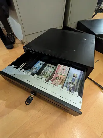 Lockable Cash Drawer with Coin  Note Trays — Used, Working