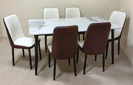 Modern Dining Table Set with Six Chairs