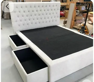 Stylish White Velvet Bed with Storage