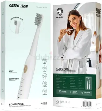 Green Lion Sonic Plus Rechargeable Electric Toothbrush - New in Box
