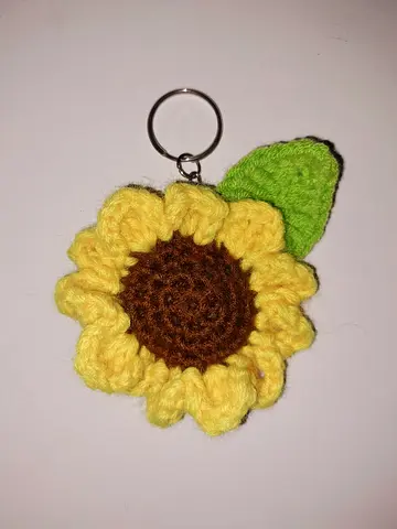 Crochet Handmade Sunflower Keychain