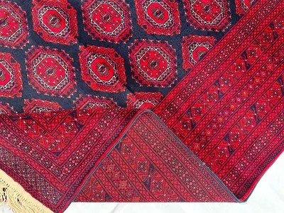 3x2m Handmade Sarook Wool Afghan Carpet Dark Navy Field